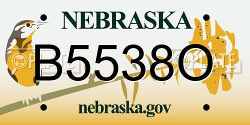 B5538O Nebraska License Plate