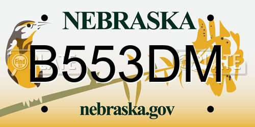 B553DM Nebraska License Plate