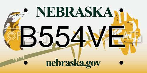 B554VE Nebraska License Plate