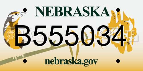 B555034 Nebraska License Plate