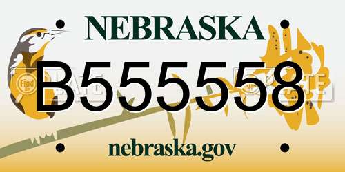 B555558 Nebraska License Plate