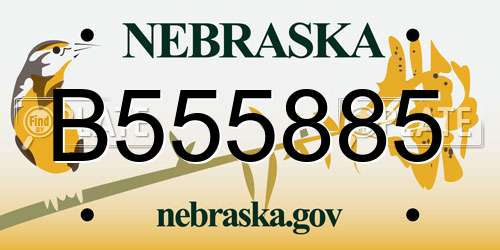 B555885 Nebraska License Plate