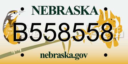 B558558 Nebraska License Plate