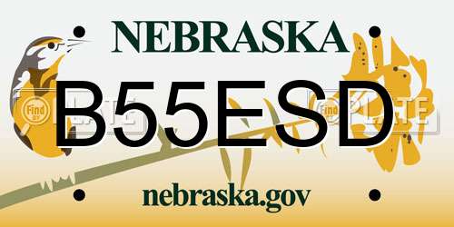B55ESD Nebraska License Plate