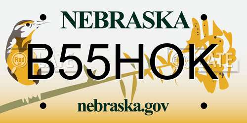 B55HOK Nebraska License Plate