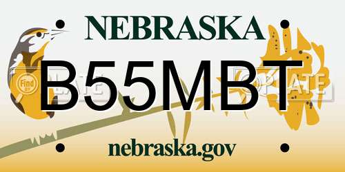 B55MBT Nebraska License Plate