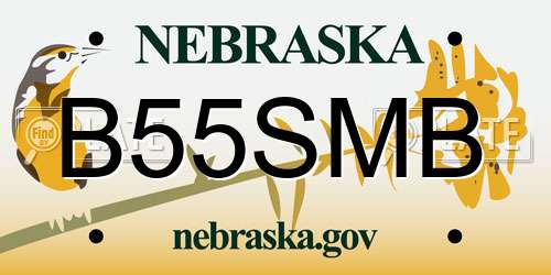 B55SMB Nebraska License Plate