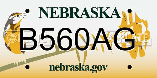 B560AG Nebraska License Plate