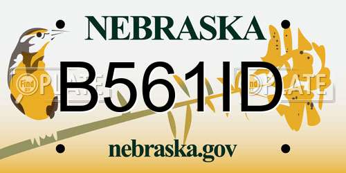B561ID Nebraska License Plate