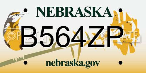 B564ZP Nebraska License Plate