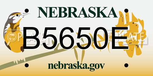 B5650E Nebraska License Plate