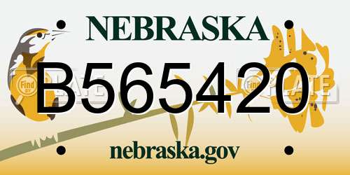 B565420 Nebraska License Plate