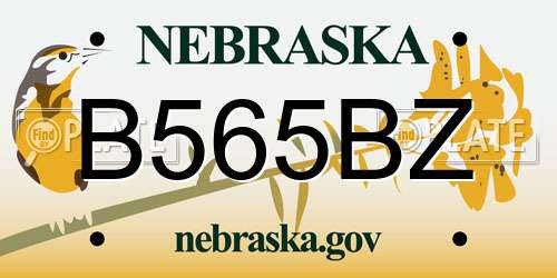 B565BZ Nebraska License Plate