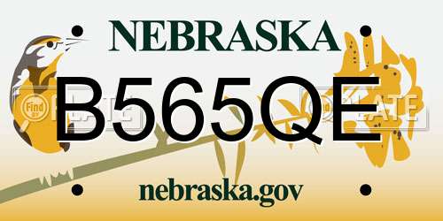 B565QE Nebraska License Plate
