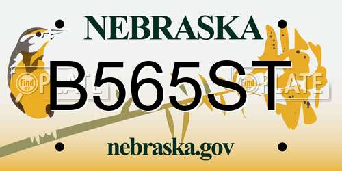B565ST Nebraska License Plate