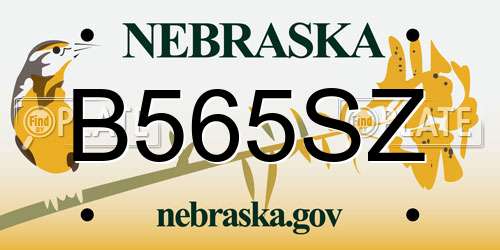 B565SZ Nebraska License Plate