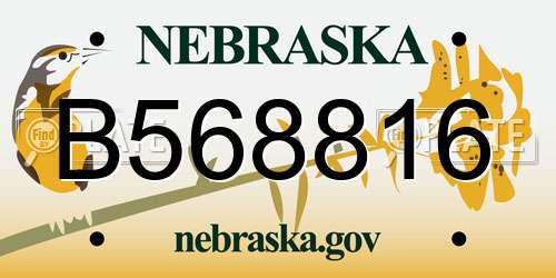 B568816 Nebraska License Plate