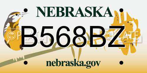 B568BZ Nebraska License Plate