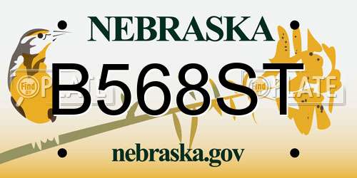 B568ST Nebraska License Plate
