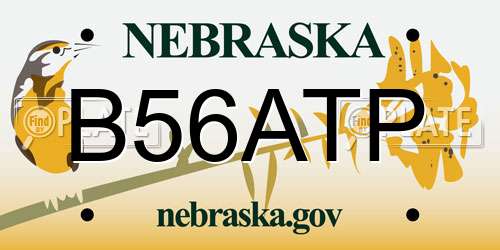 B56ATP Nebraska License Plate