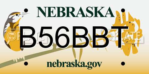 B56BBT Nebraska License Plate
