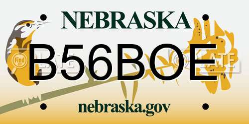 B56BOE Nebraska License Plate