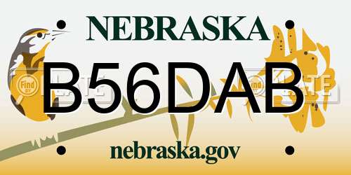 B56DAB Nebraska License Plate
