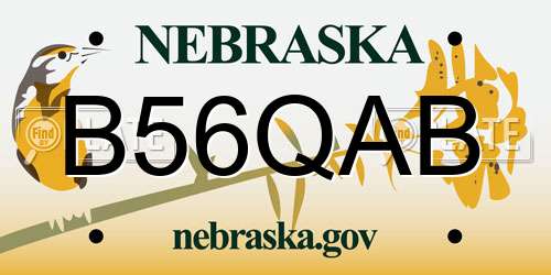 B56QAB Nebraska License Plate