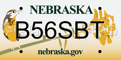 B56SBT Nebraska License Plate