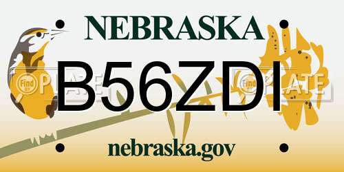B56ZDI Nebraska License Plate