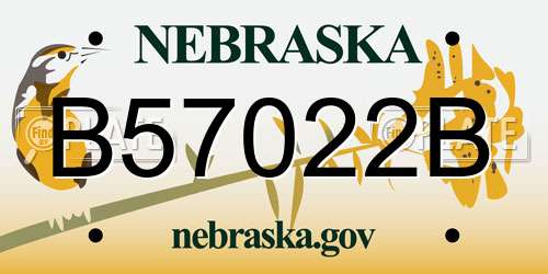 B57022B Nebraska License Plate