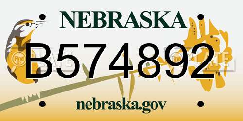B574892 Nebraska License Plate