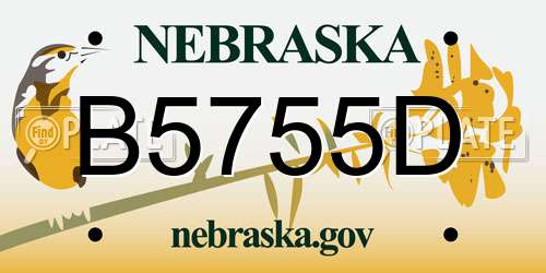B5755D Nebraska License Plate