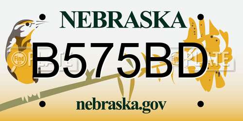 B575BD Nebraska License Plate