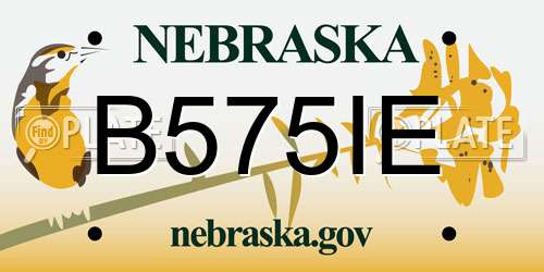 B575IE Nebraska License Plate