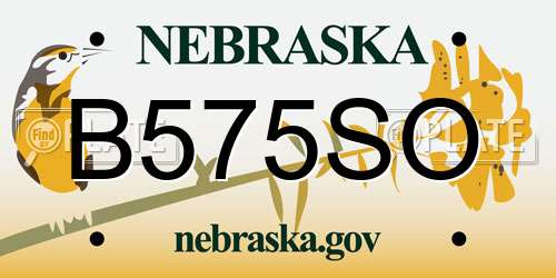 B575SO Nebraska License Plate