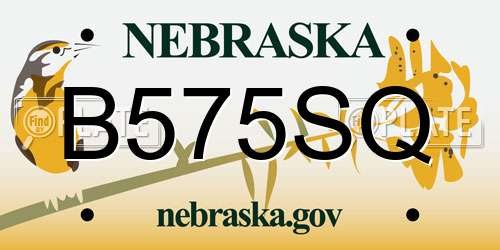 B575SQ Nebraska License Plate
