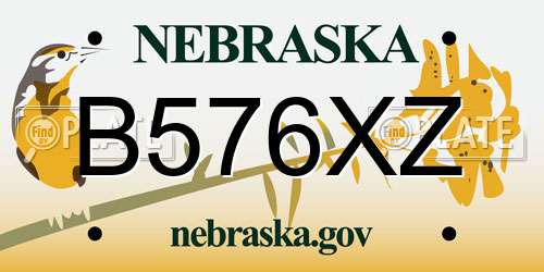 B576XZ Nebraska License Plate