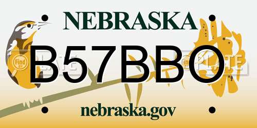B57BBO Nebraska License Plate