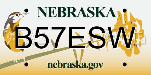 B57ESW Nebraska License Plate
