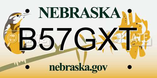 B57GXT Nebraska License Plate