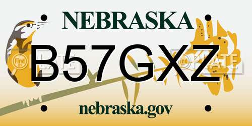 B57GXZ Nebraska License Plate
