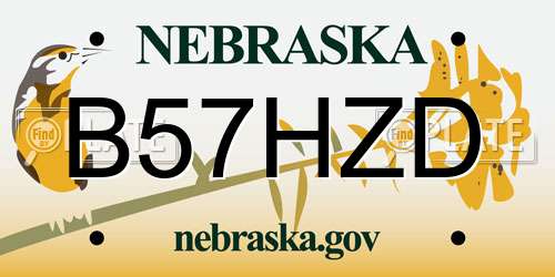 B57HZD Nebraska License Plate