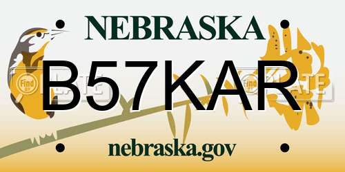 B57KAR Nebraska License Plate