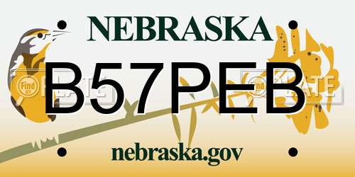 B57PEB Nebraska License Plate