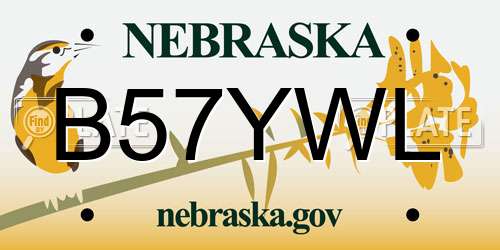 B57YWL Nebraska License Plate