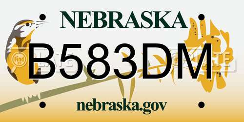 B583DM Nebraska License Plate