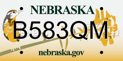 B583QM Nebraska License Plate