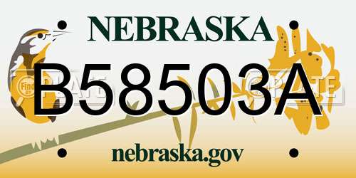 B58503A Nebraska License Plate
