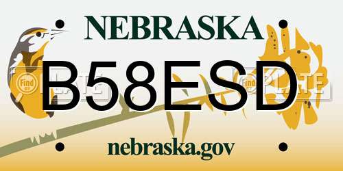 B58ESD Nebraska License Plate